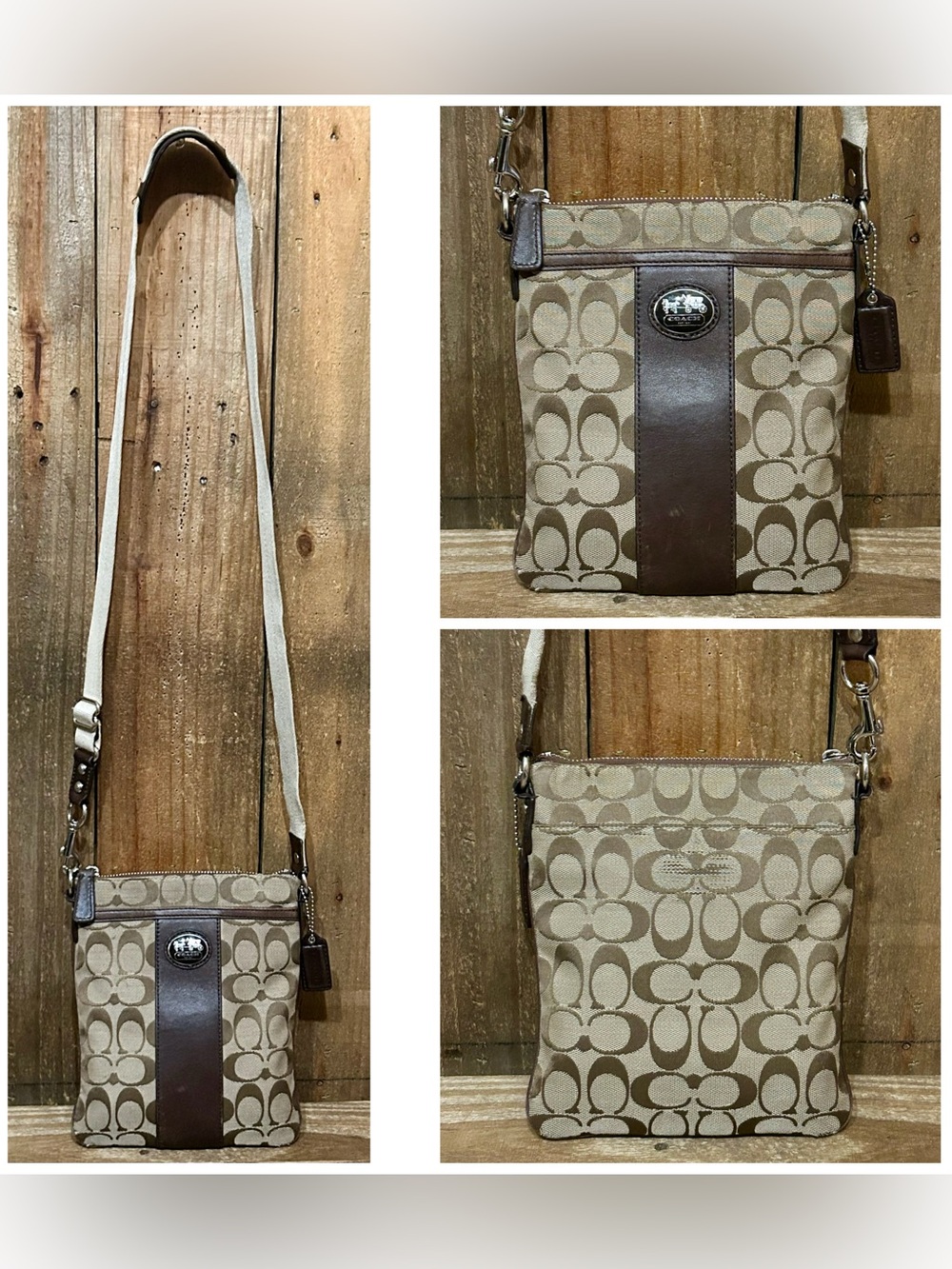 Coach. Sutton Signature Swingpack Crossbody Bag & Signature Monogram Wristlet. - Picture 7 of 16